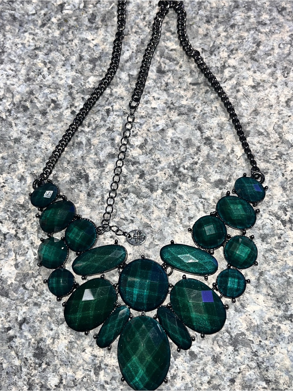 Charming Charlie Deep Green Faceted Bib Necklace